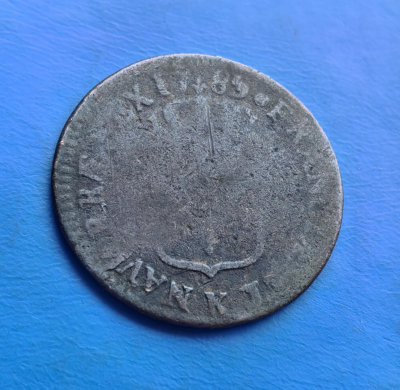 少见法国路易十六1785 年铜币