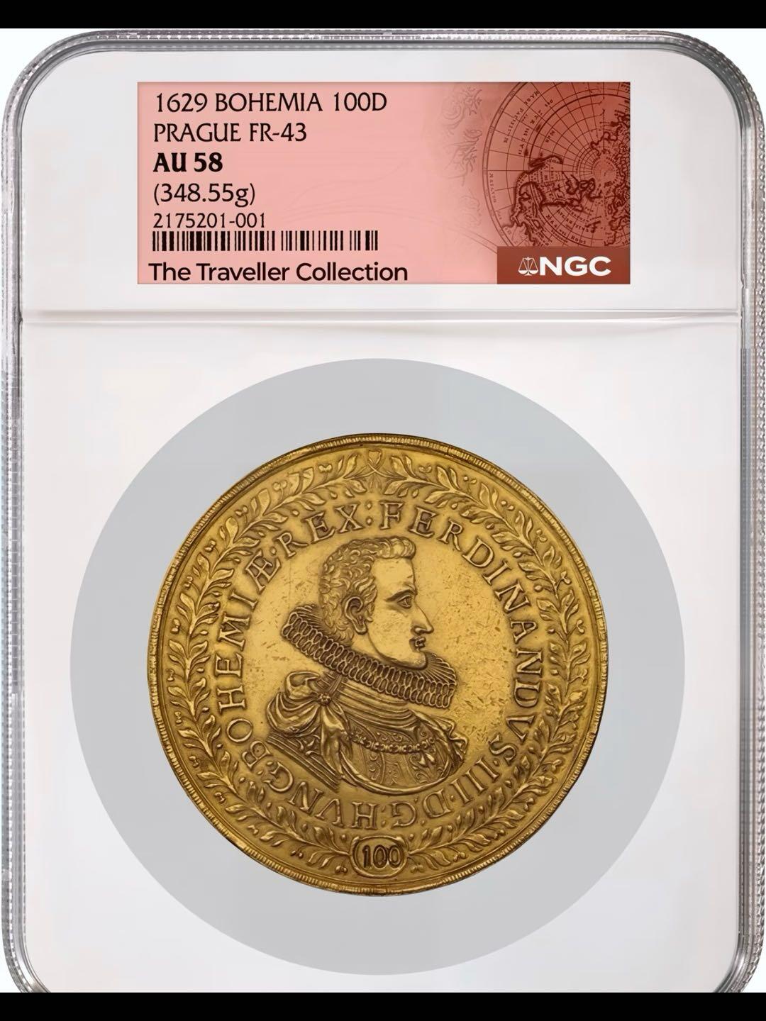 古代欧洲最大的金币—波希米亚1629年100杜卡特金币