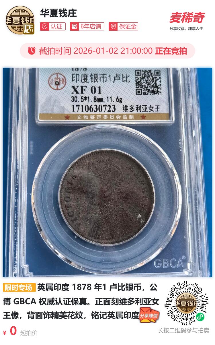 英属印度 1878 年1 卢比银币