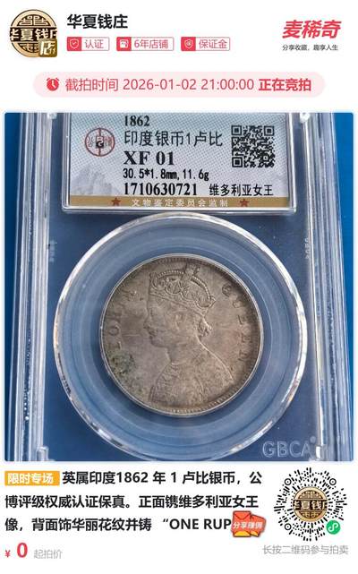 英属印度1862 年 1 卢比银币