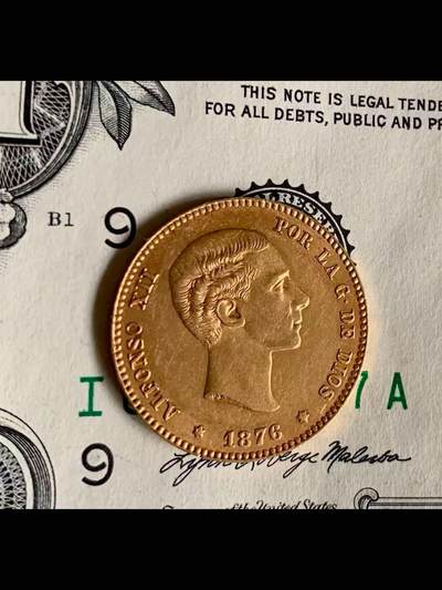 西班牙阿方索十二世25比塞塔金币