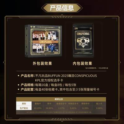 不凡玩品BUFFUN 2025瞩目CONSPICUOUS KPL官方授权选手卡