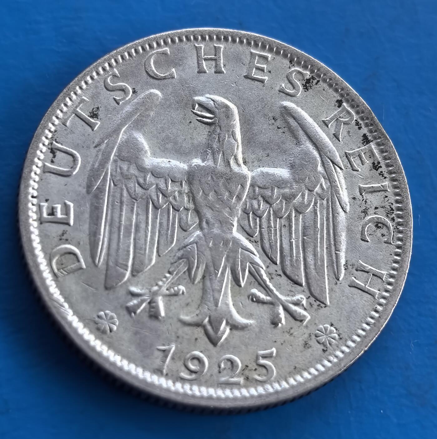 德国魏玛共和国1925 年 2 帝国马克银币