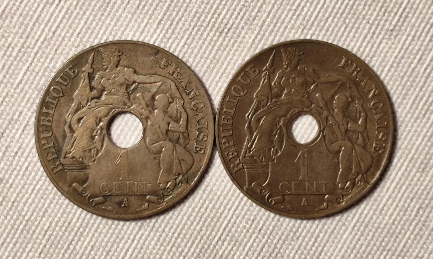 法属印度支那“百分之一分”铜币（双像版）