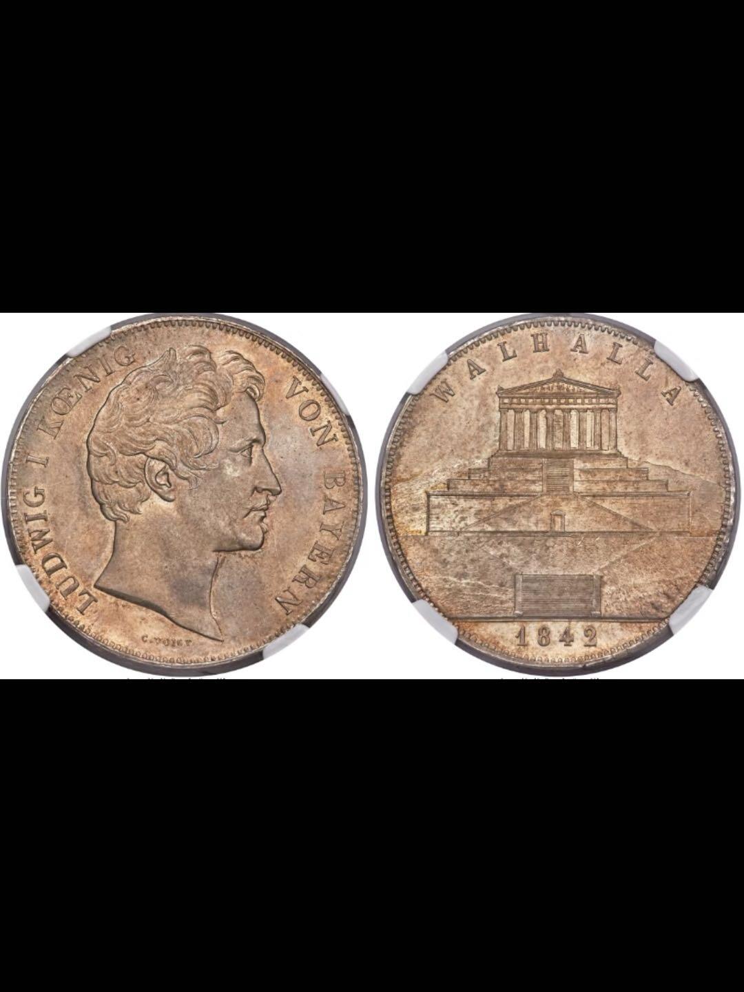 巴伐利亚王国1842年瓦尔哈拉神殿2泰勒银币