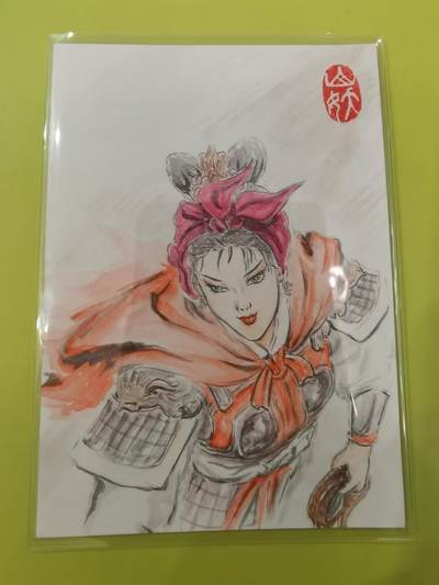 扈三娘戎装版，卡背亲签，卡面钤印