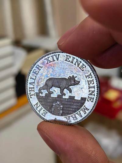 1855年贝恩堡精制小熊爬墙泰勒银币