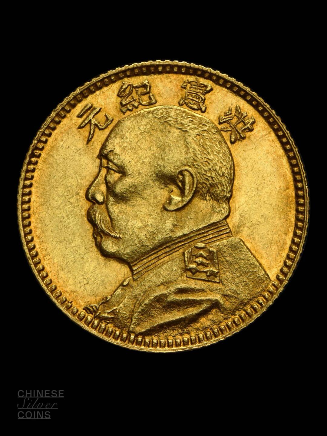 洪宪纪元袁大头背团龙金样币