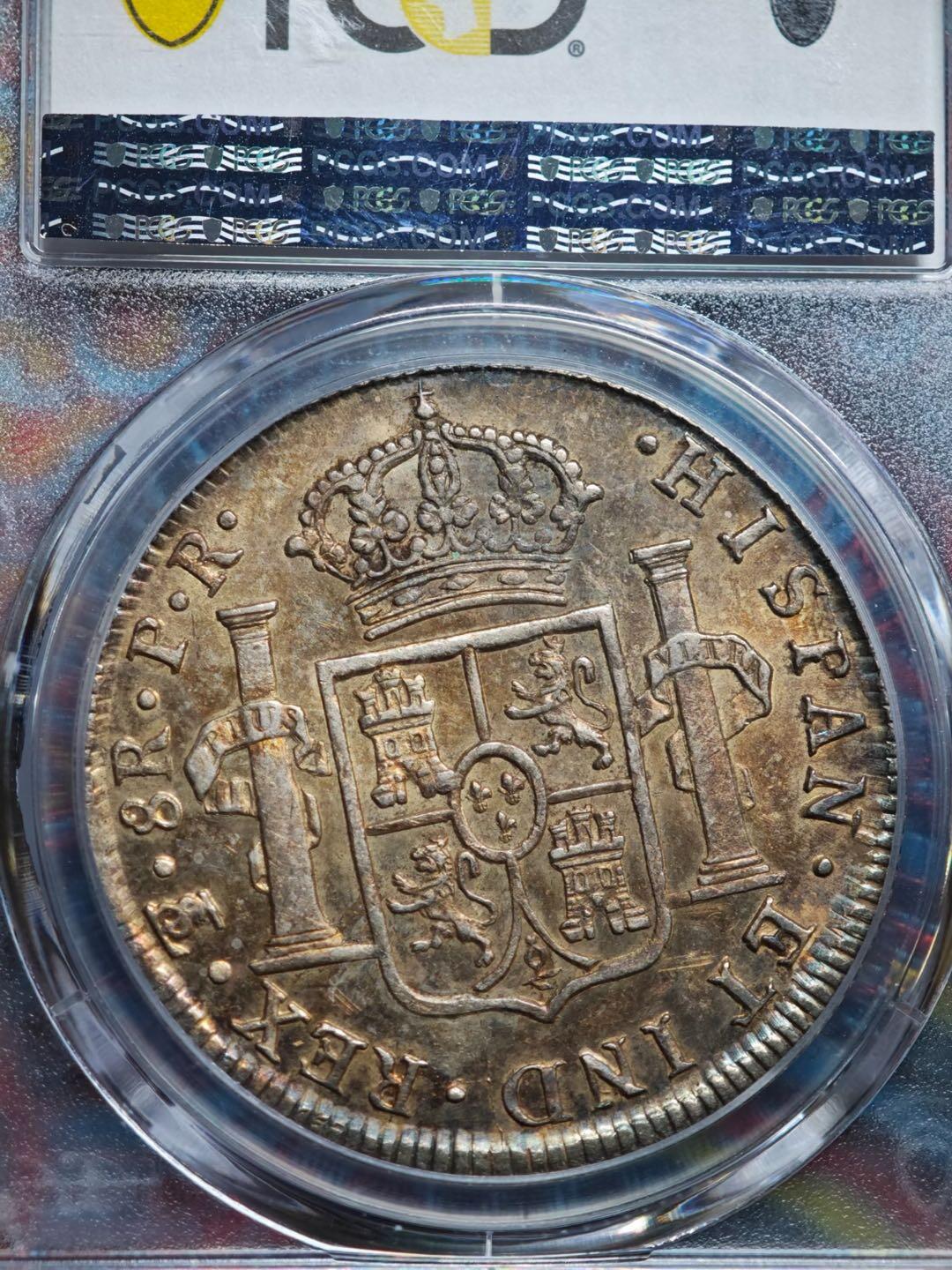 1777年，西班牙卡洛斯三世双柱银币