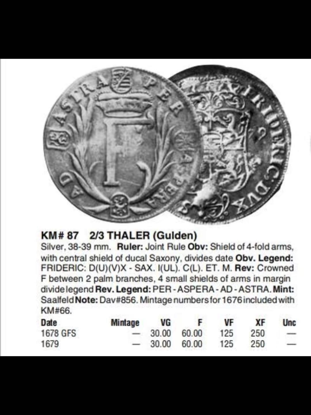 1679年德国萨克森-哥达2/3泰勒银币