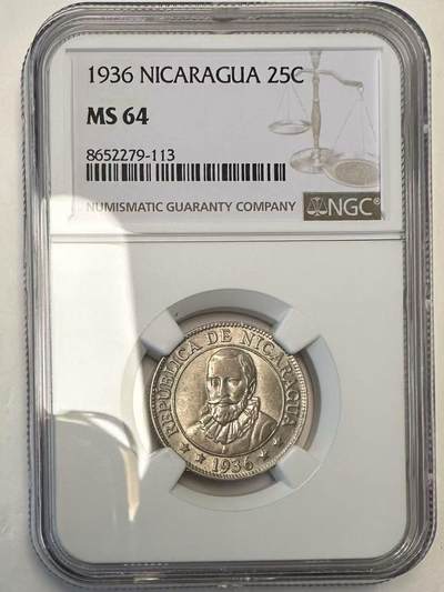 1936年尼加拉瓜25分银币