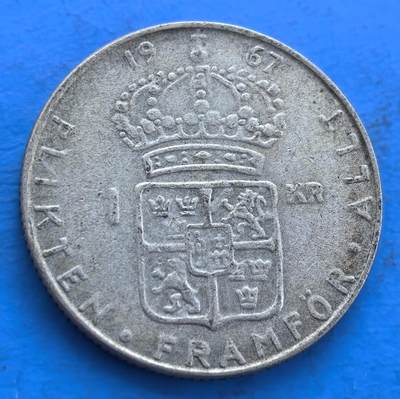 瑞典 1967 年古斯塔夫六世 1 克朗银币