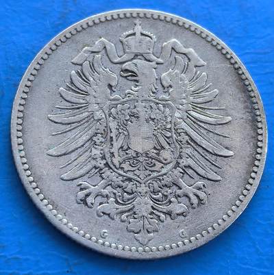 德意志帝国1874 年 1 马克银币G版