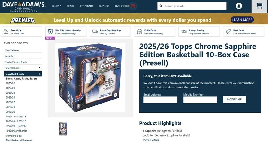 6种签字，25/26 TC篮球蓝宝石月底来了！配置、卡种和爆率详解