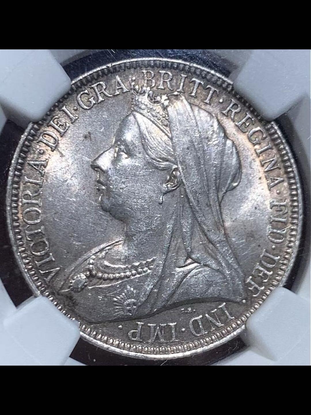 1895年英国维多利亚女王披纱2先令银币