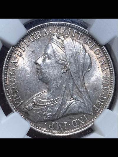 1895年英国维多利亚女王披纱2先令银币