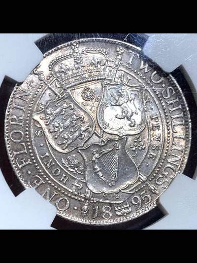 1895年英国维多利亚女王披纱2先令银币