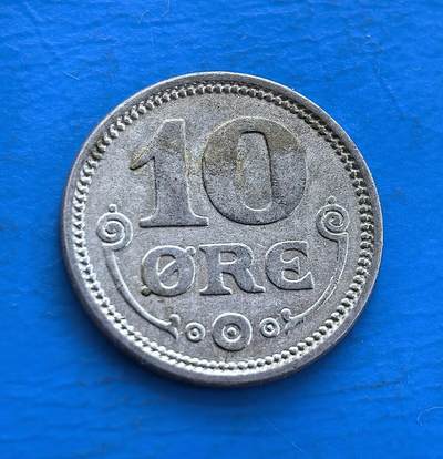 稀少丹麦1915 年 10 欧尔银币
