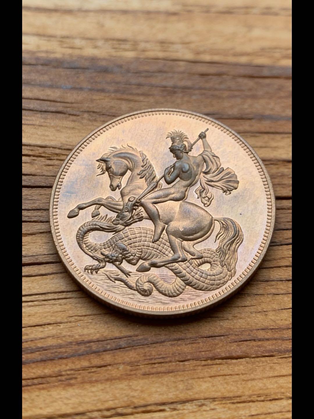 1879年维多利亚女王时期的圣乔治屠龙纪念铜章