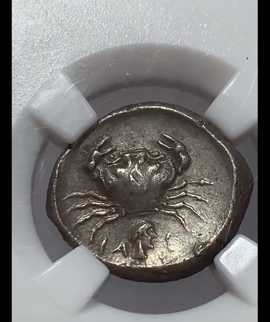 西西里岛大螃蟹2德拉克马银币