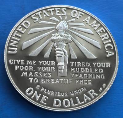 美国1986 年自由女神像百年精制银币带原盒