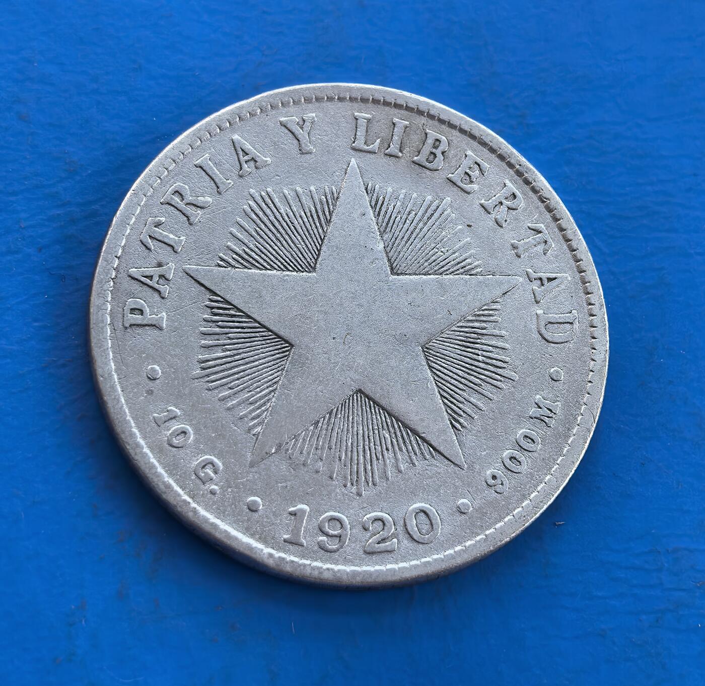 古巴1920年40分银币10克