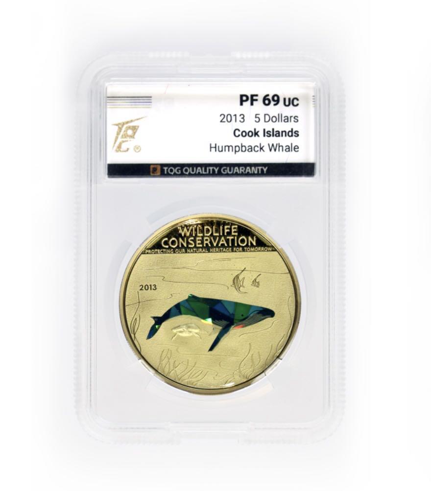 2013年库克群岛《座头鲸》镀银币