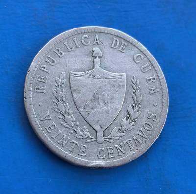 古巴1920年20分银币5克