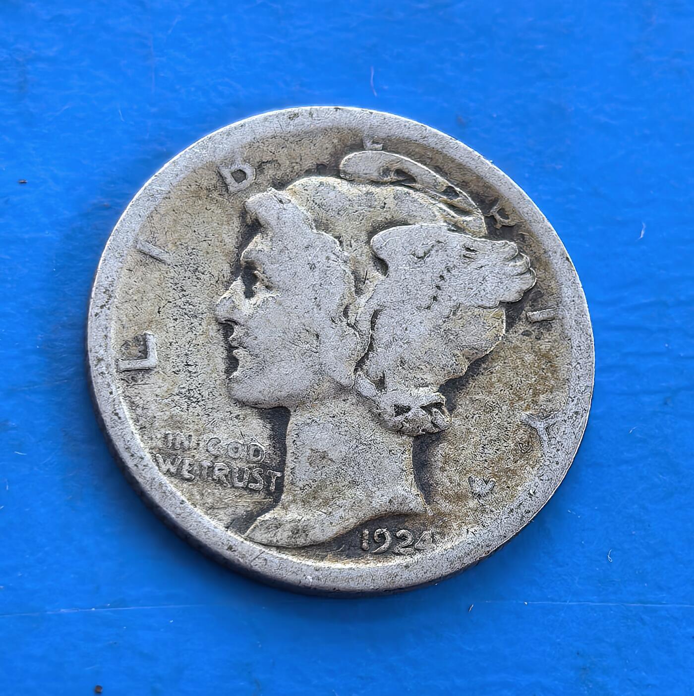 美国1924 年墨丘利 10 美分银币