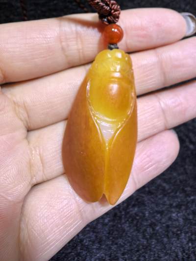 新疆和田籽料满金皮，一级白肉，一鸣惊人吊坠挂件男女款，立体俏色巧雕，惟妙惟俏，品相佳，肉眼无结构，原皮原色。4.2cm＊2.2cm＊1.4cm.  16.8g