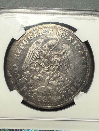 墨西哥格雷罗州1914年2比索金银合金币