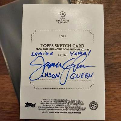 梅西金框手绘卡选图公布！25/26 TOPPS UCC欧战多款卡种选图亮相