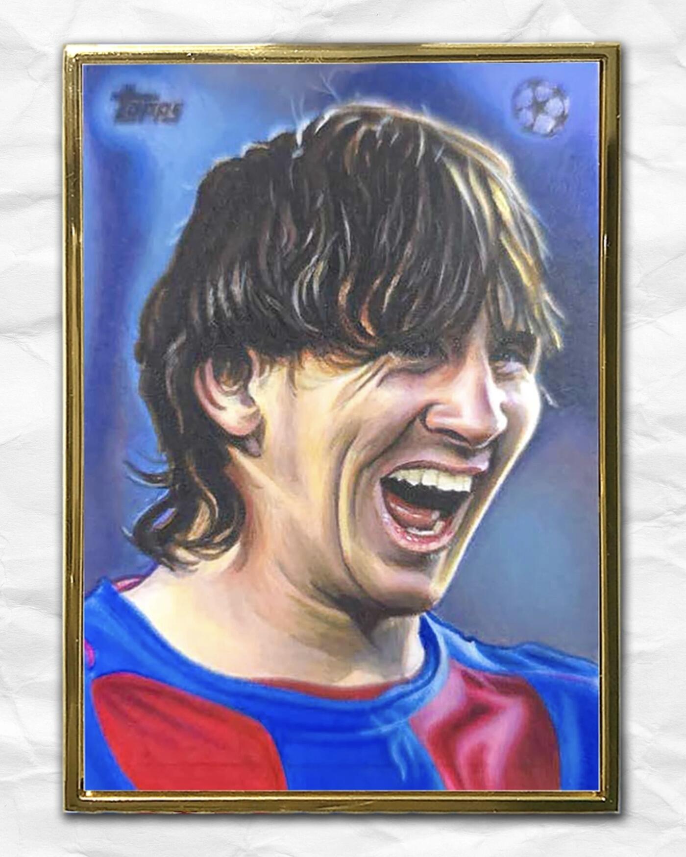 梅西金框手绘卡选图公布！25/26 TOPPS UCC欧战多款卡种选图亮相