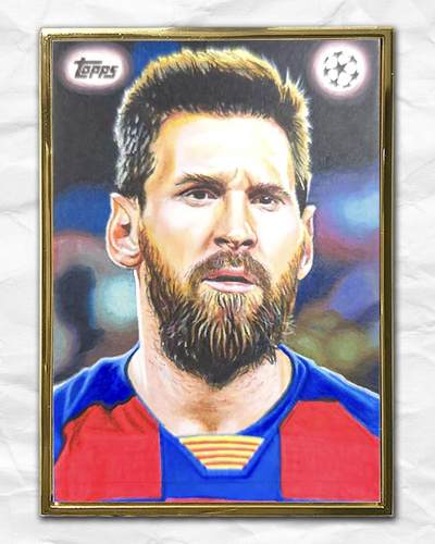 梅西金框手绘卡选图公布！25/26 TOPPS UCC欧战多款卡种选图亮相