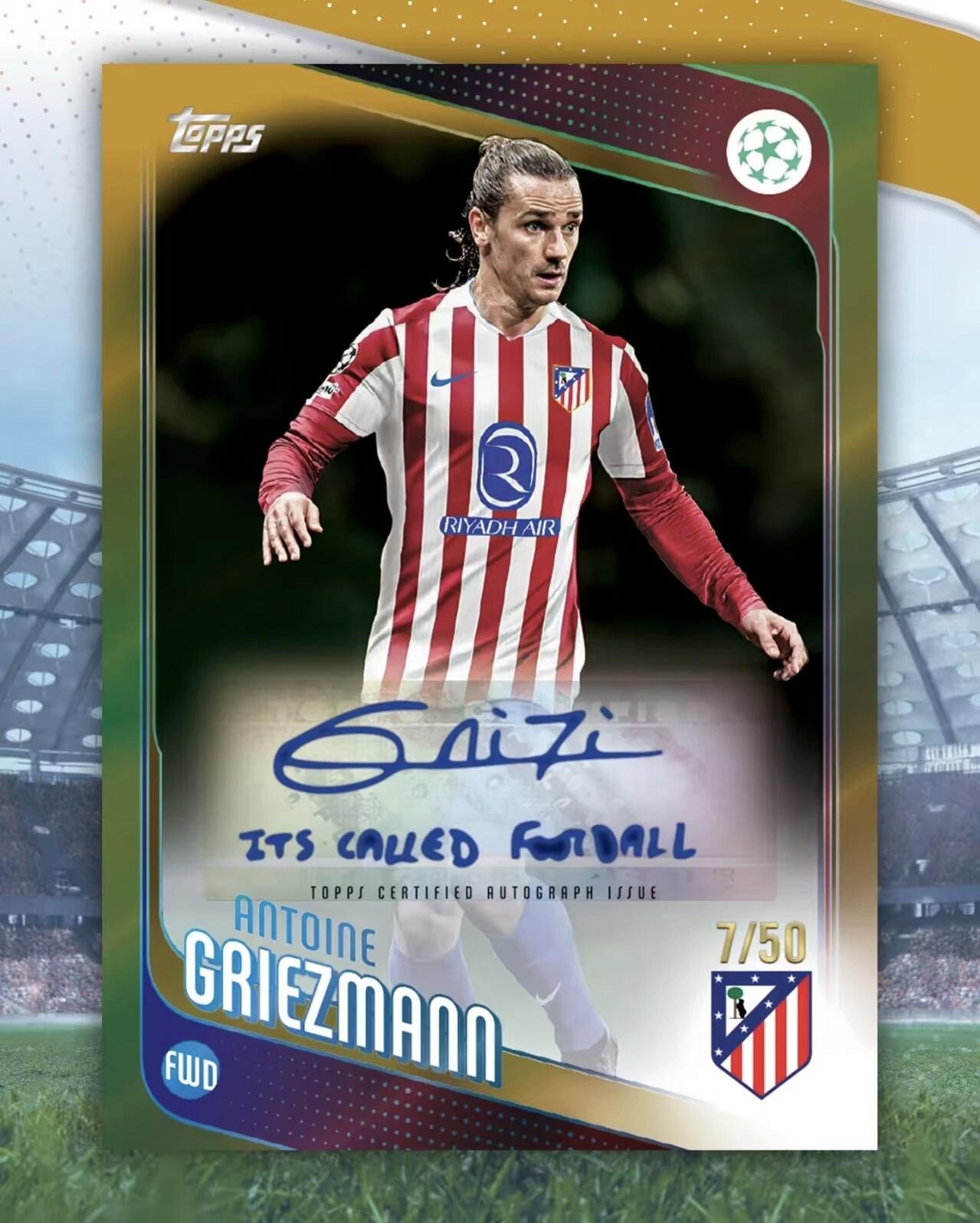 梅西金框手绘卡选图公布！25/26 TOPPS UCC欧战多款卡种选图亮相