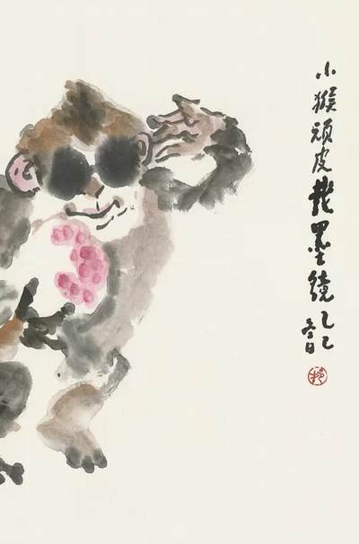 小猴顽皮戴墨镜🕶