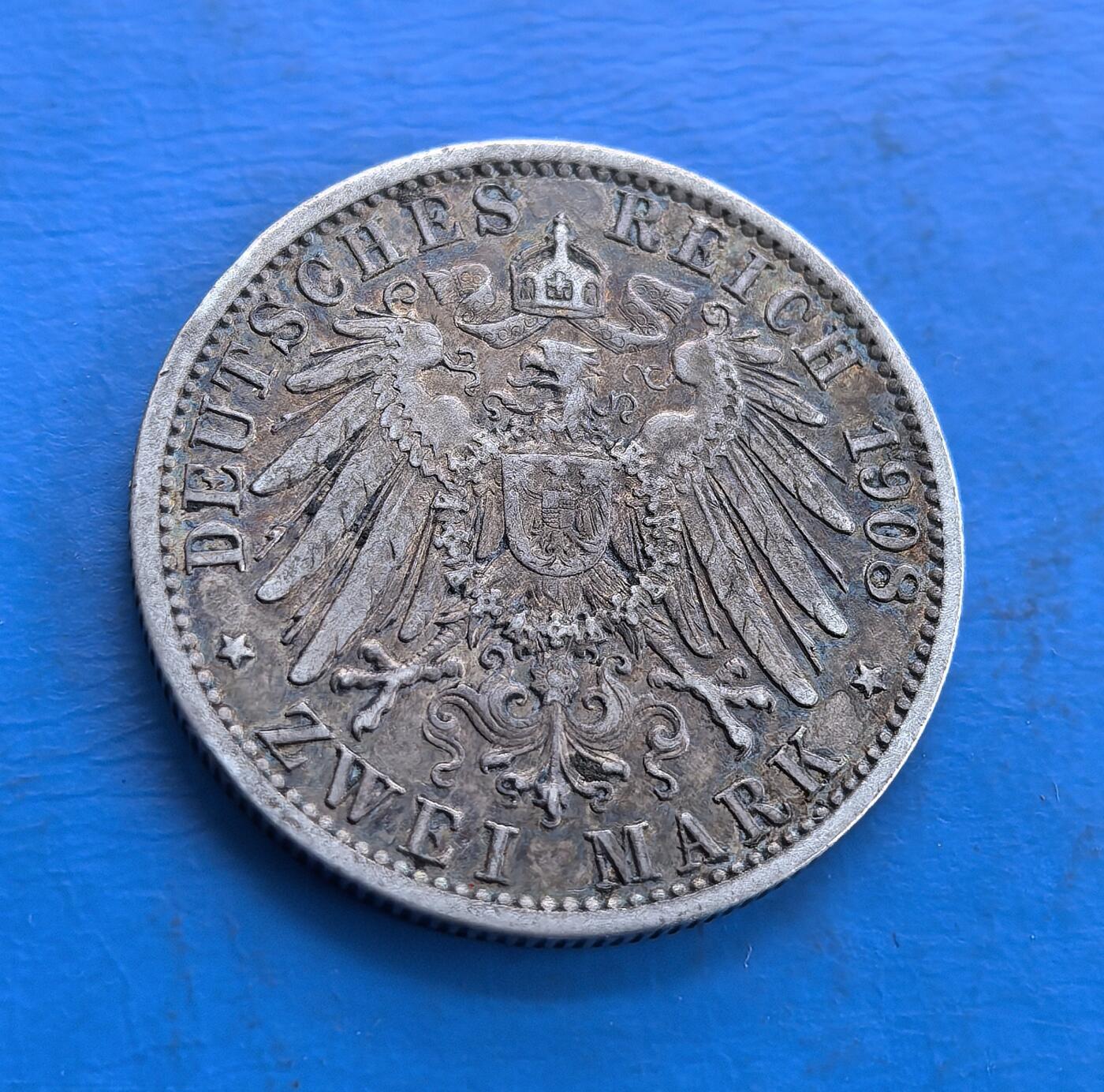 普鲁士1908年2马克银币