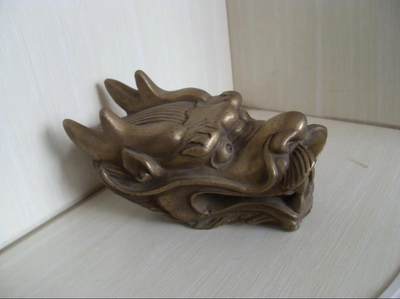 老黄铜龙头镇纸 龙头 收藏铜器！！
