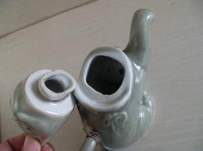 青瓷老猫壶 正宗青瓷釉 瓷壶