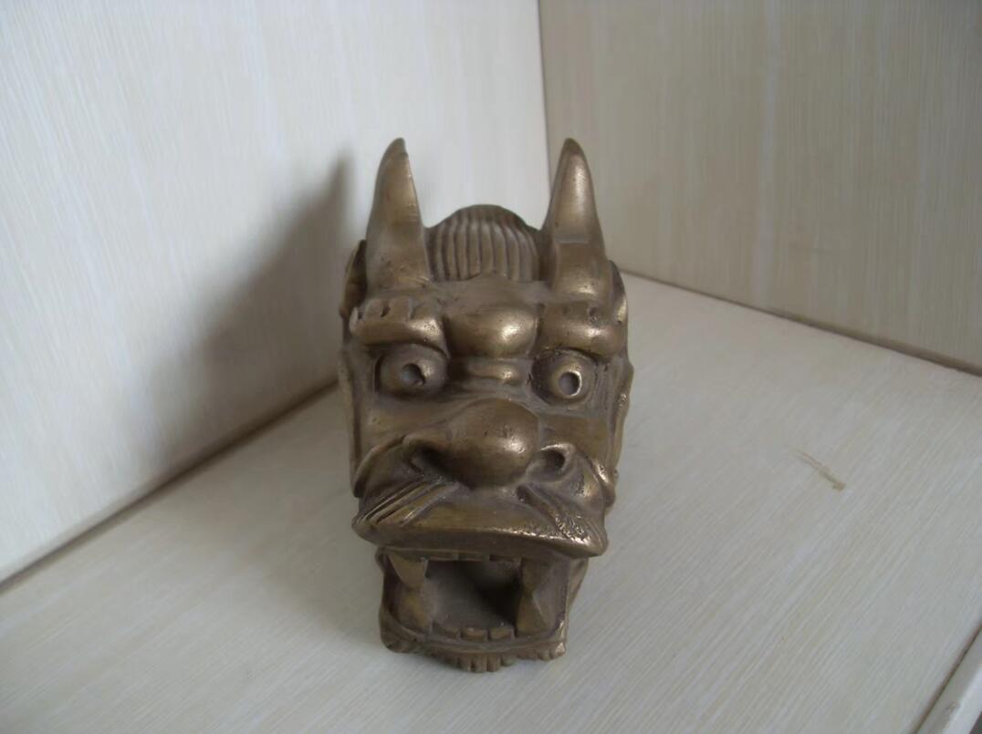 老黄铜龙头镇纸 龙头 收藏铜器！！