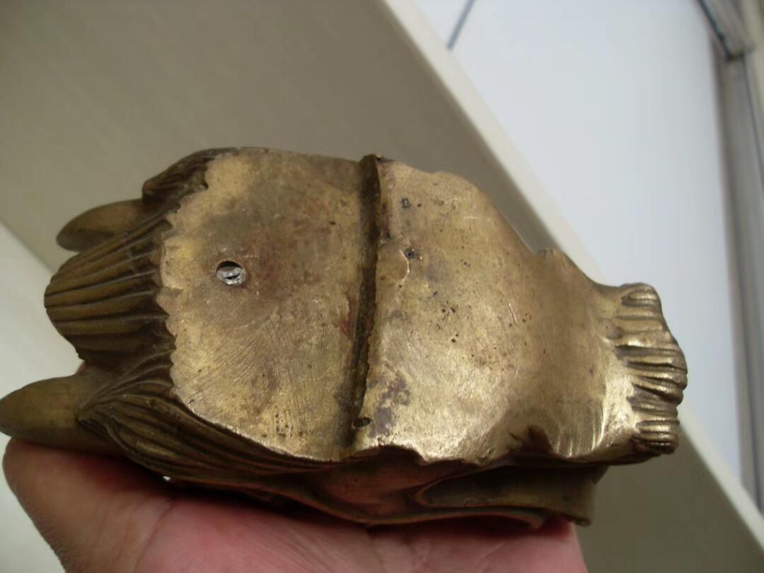 老黄铜龙头镇纸 龙头 收藏铜器！！