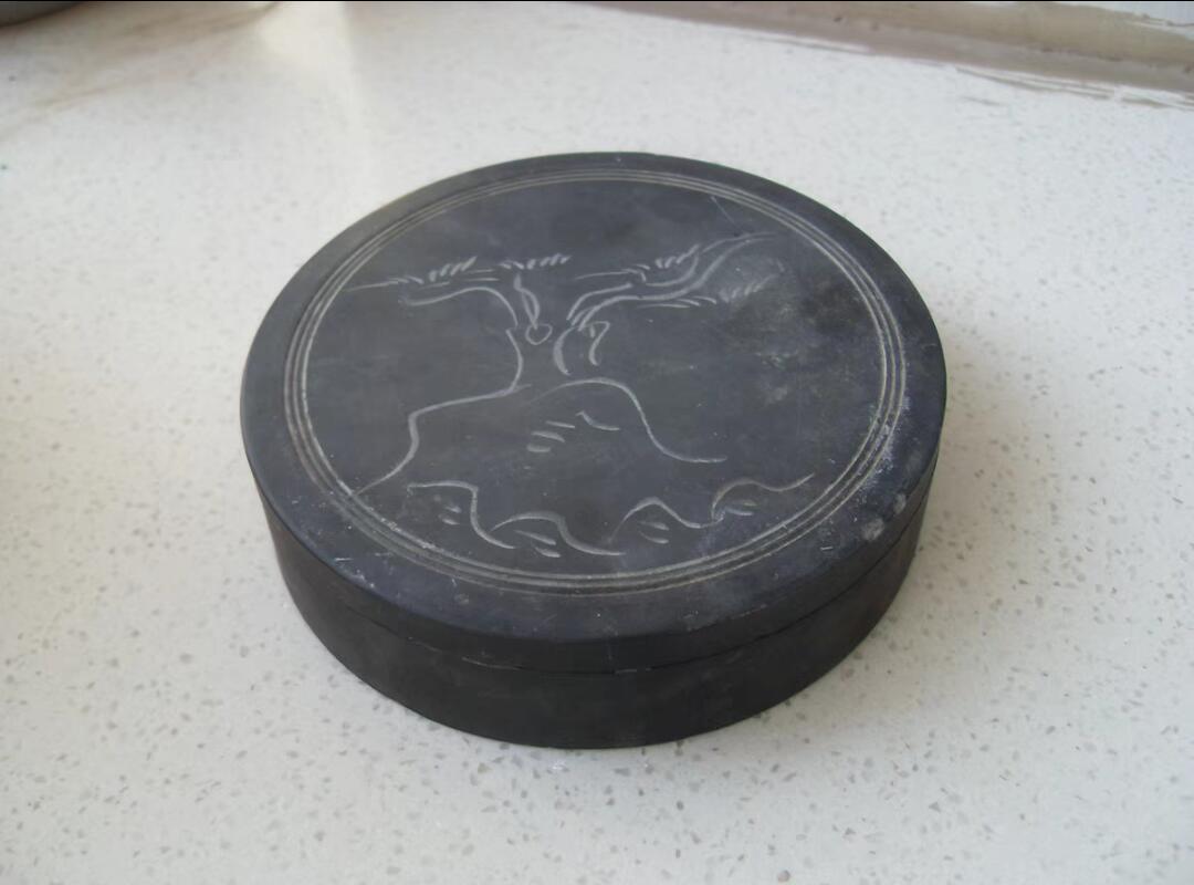 民国带盖老砚台 文房 笔墨！！