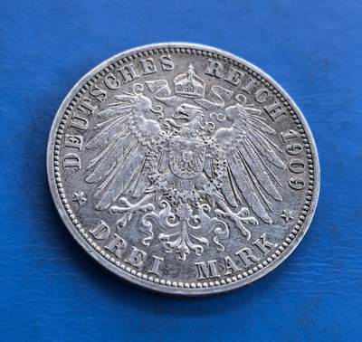 普鲁士1909年3马克银币