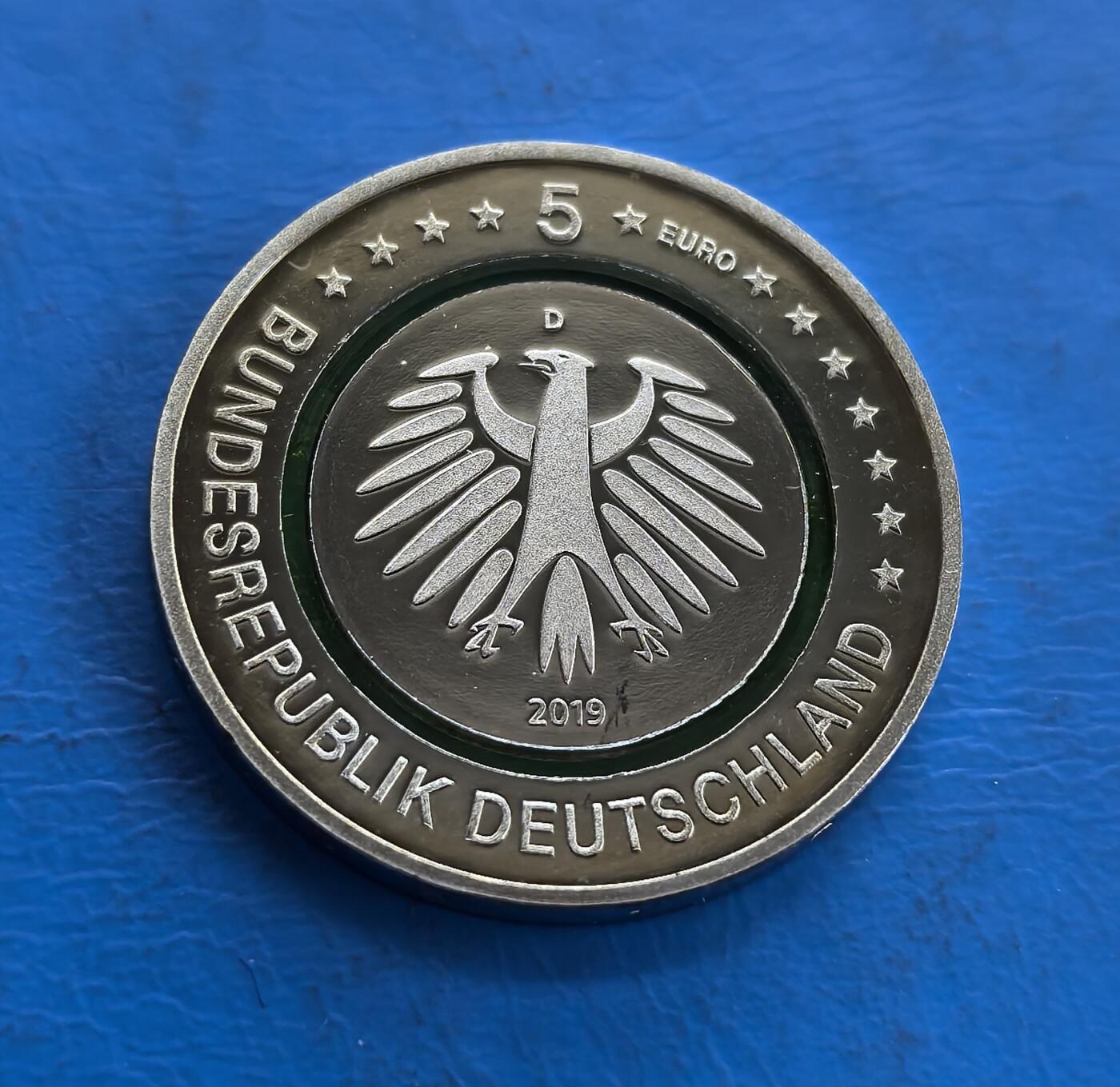 德国 2019 年 5 欧元 “温带区域” 纪念币