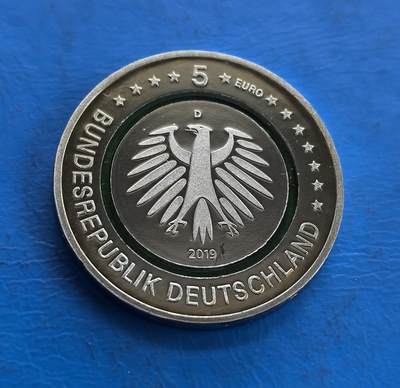 德国 2019 年 5 欧元 “温带区域” 纪念币