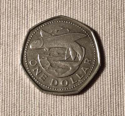 2000年巴巴多斯一元硬币中的飞鱼文化