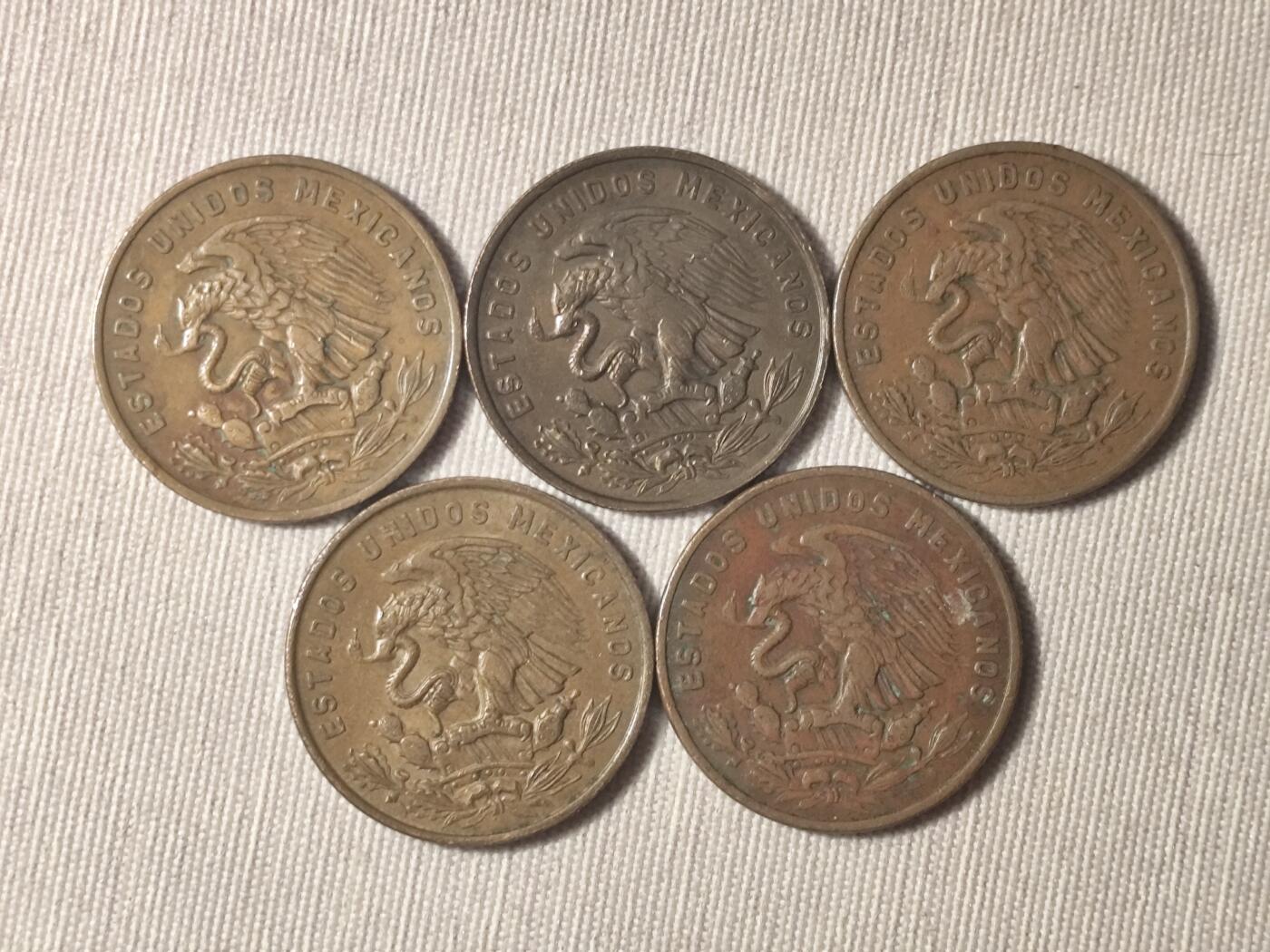 墨西哥20分铜币与特奥蒂瓦坎文明印记