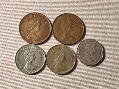 福克兰群岛80年代的2便士、5便士和20便士硬币