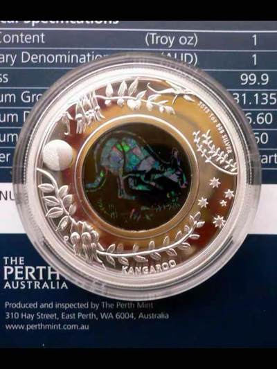 2013年澳大利亚鑲嵌欧珀1盎司精制银币