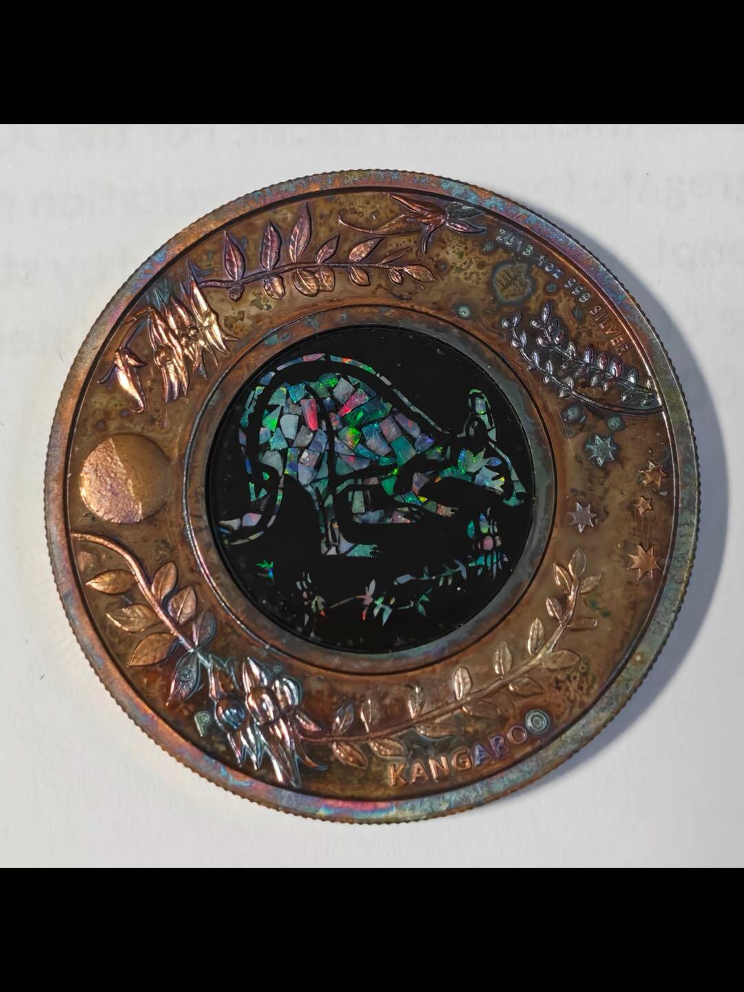 2013年澳大利亚鑲嵌欧珀1盎司精制银币